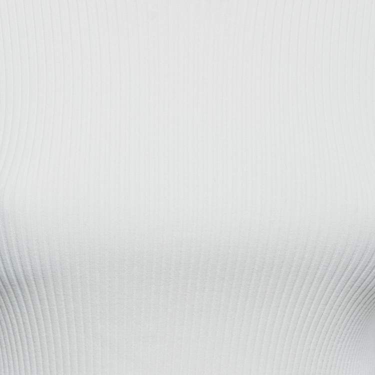 Pre Owned Balenciaga White Patterned Stretch Knit Full Sleeve T-Shirt S
