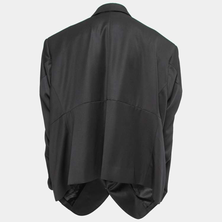 Pre Owned Balenciaga Black Wool Twisted Sleeves Single Breasted Oversized Blazer L