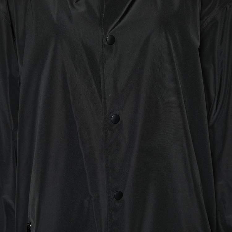 Pre Owned Balenciaga Black Synthetic Button Front Hooded Oversized Jacket M