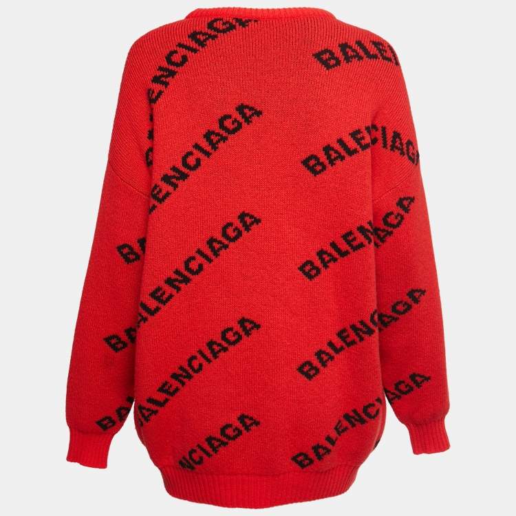 Balenciaga logo-intarsia crew-neck jumper - Black