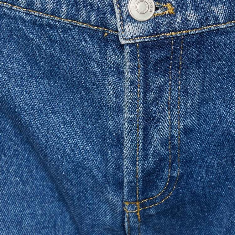 Pre Owned Balenciaga Blue Two Tone Denim Cropped Capri Jeans M