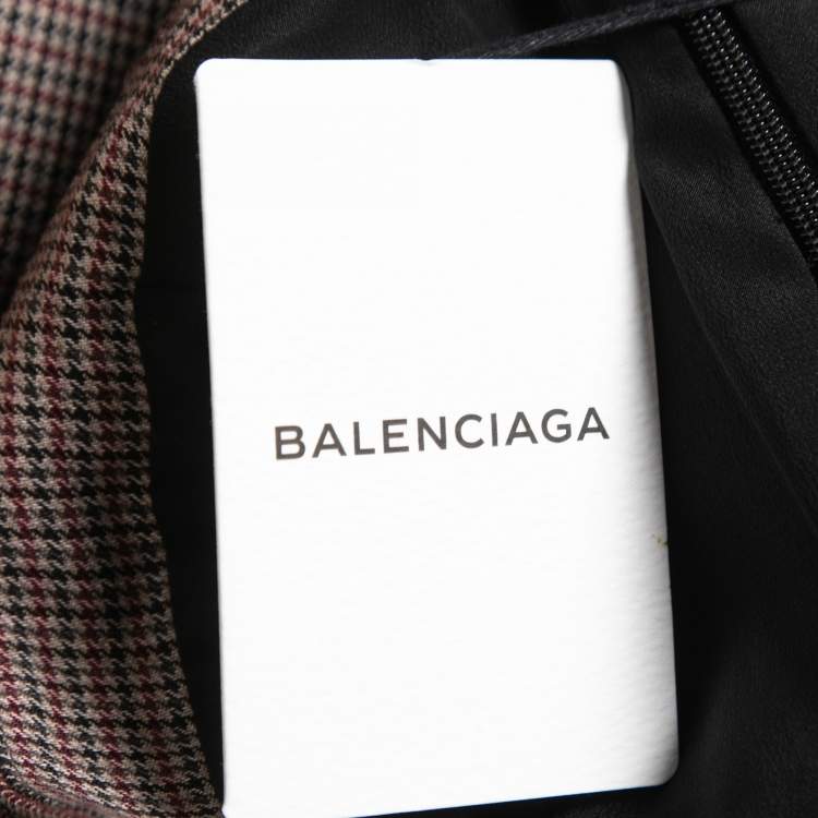 Pre Owned Balenciaga Multicolor Houndstooth Patterned Wool Blend Mini Skirt M