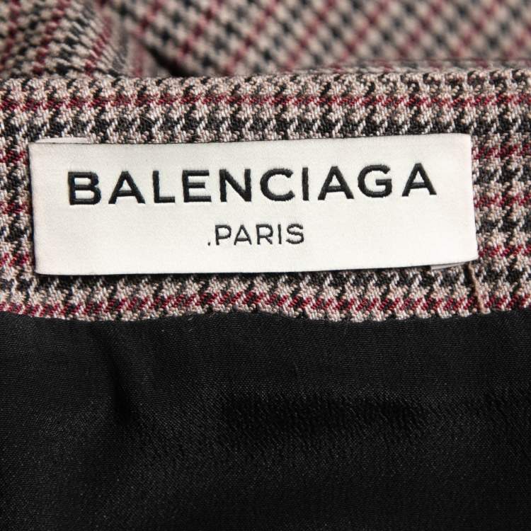 Pre Owned Balenciaga Multicolor Houndstooth Patterned Wool Blend Mini Skirt M