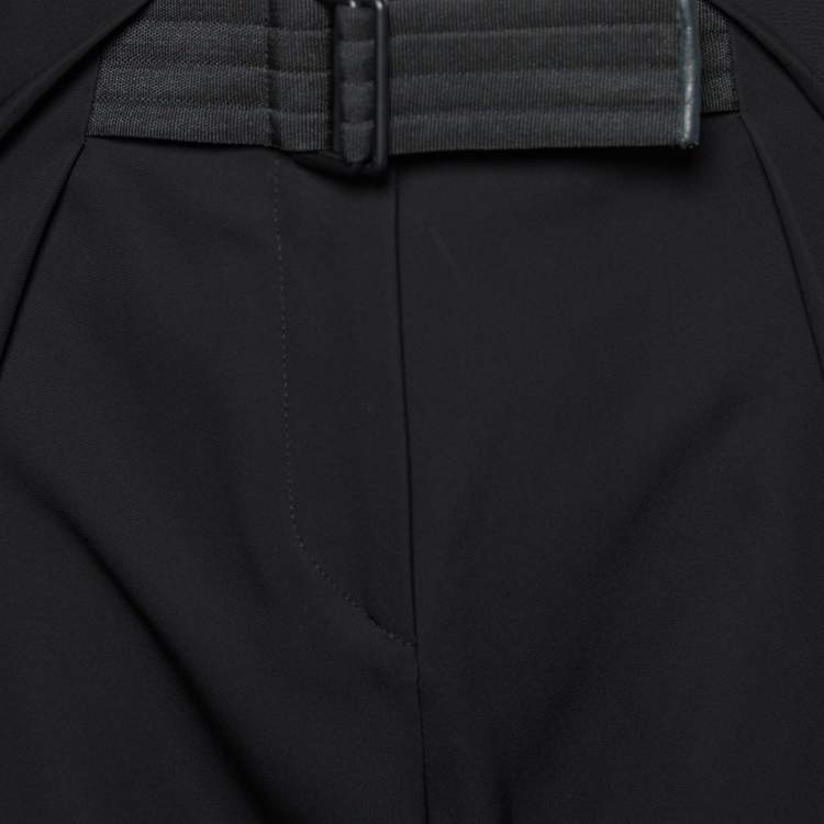 Pre Owned Balenciaga Black Crepe Belted Pants L