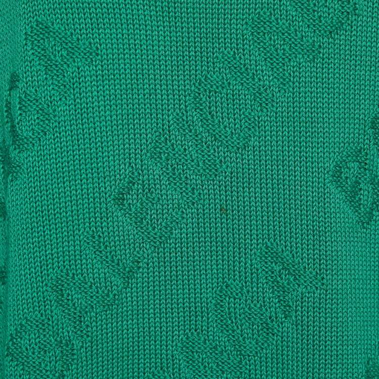 Pre Owned Balenciaga Green Logo Intarsia Knit Wool Oversized Sweater M