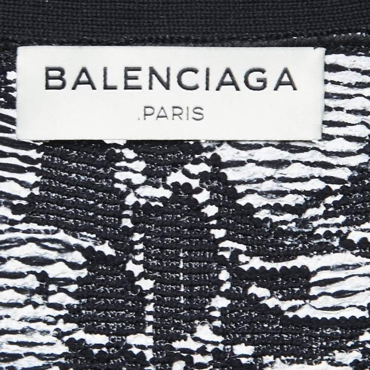 Pre Owned Balenciaga Black Floral Painted Knit Buttoned Cardigan M