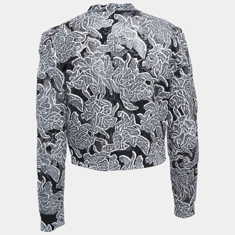 Pre Owned Balenciaga Black Floral Painted Knit Buttoned Cardigan M