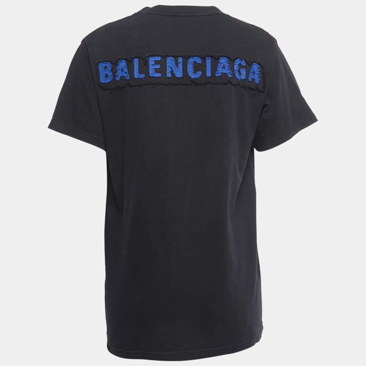 Tシャツ・カットソー BALENCIAGA Black Cotton Sweatshirt BALENCIAGA T-shirt Black Cotton Logo Print Crew Neck Short