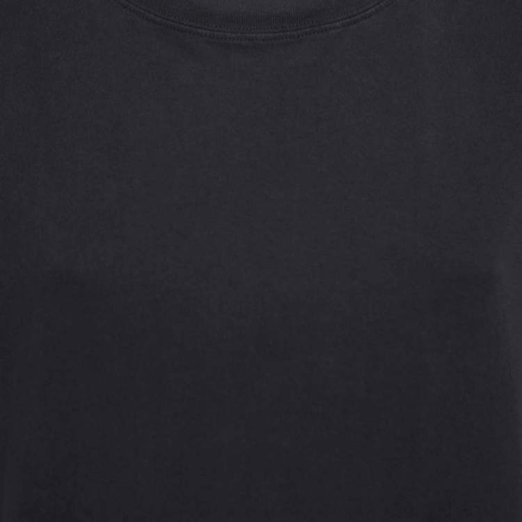 Pre Owned Balenciaga Black Cotton Logo Patch Crew Neck Half Sleeve T-Shirt S
