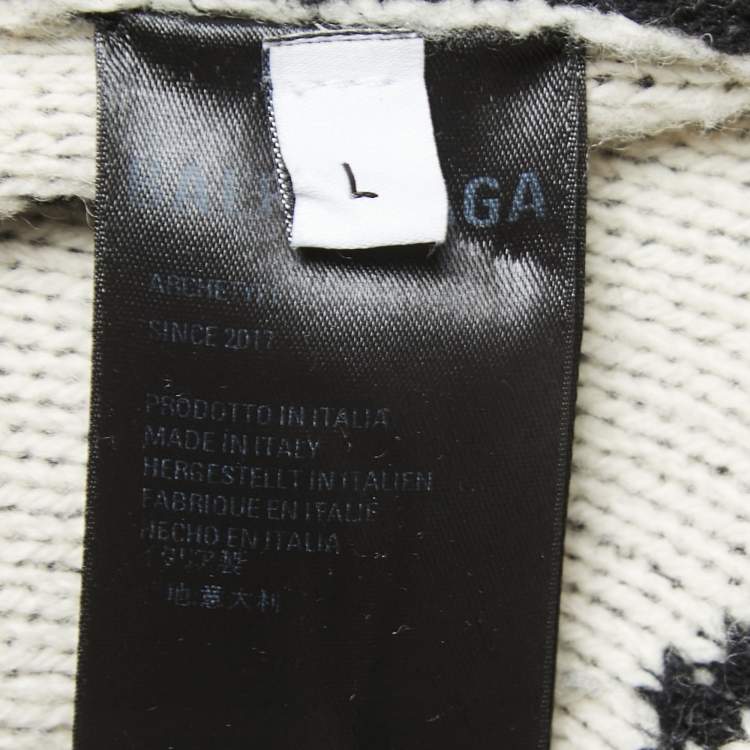 Pre Owned Balenciaga Black Logo Jacquard Knit Long Archetype Cardigan L