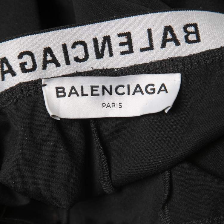 مملوكة مسبقًا Balenciaga Black Knit Zip Detail Skinny Fit Trousers S