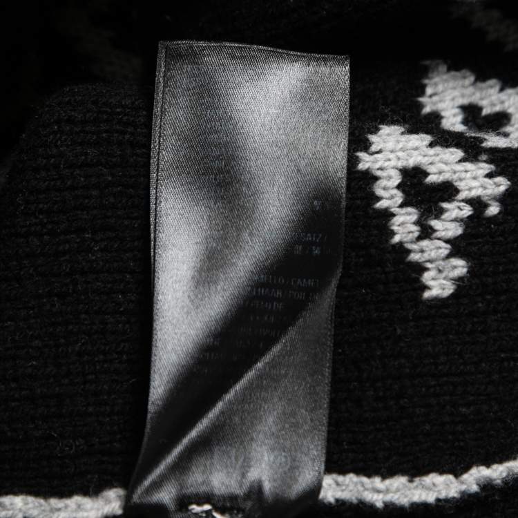 Pre Owned Balenciaga Grey All Over Logo Patterned Wool Blend Crew Neck Jumper M