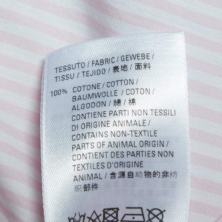 Pre Owned Balenciaga Pink 7 White Striped Cotton Neck Tie Detail Oversized Shirt M