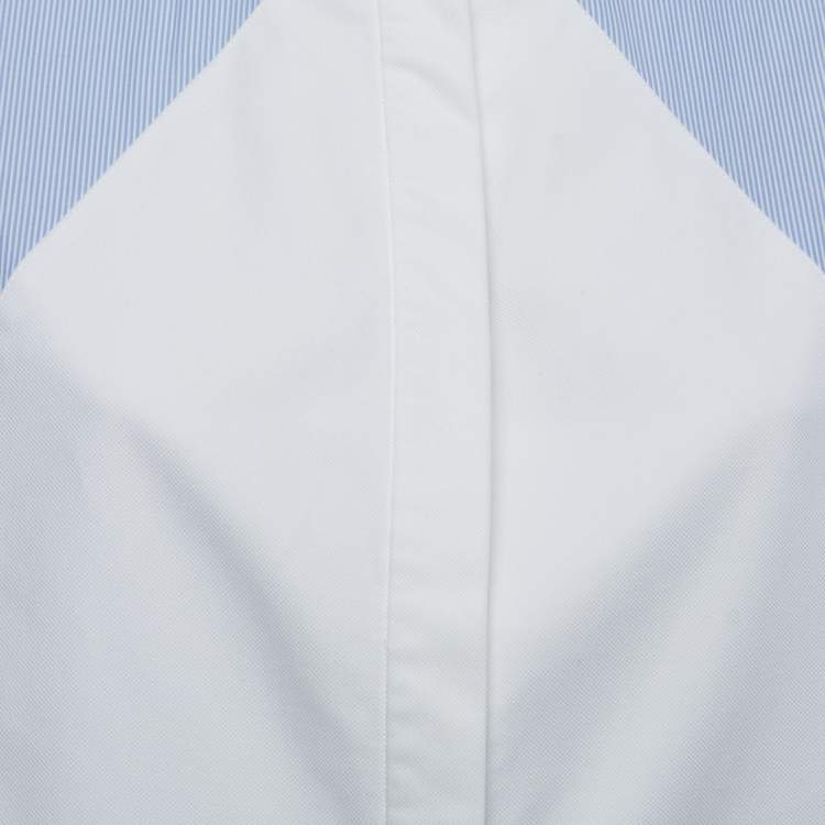 Pre Owned Balenciaga Blue/White Striped Cotton Paneled Shirt M