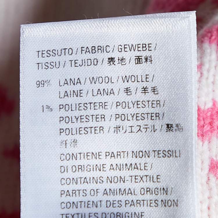 Pre Owned Balenciaga Pink Logo Intarsia Wool Knit Button Front Cardigan XS