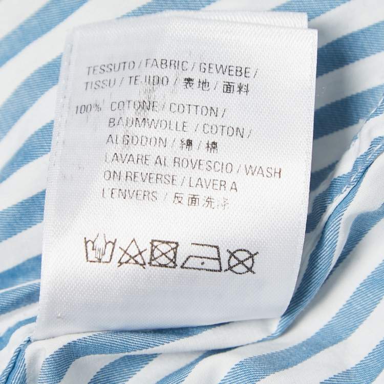 Pre Owned Balenciaga Blue Striped Cotton Button Down Oversized Shirt M