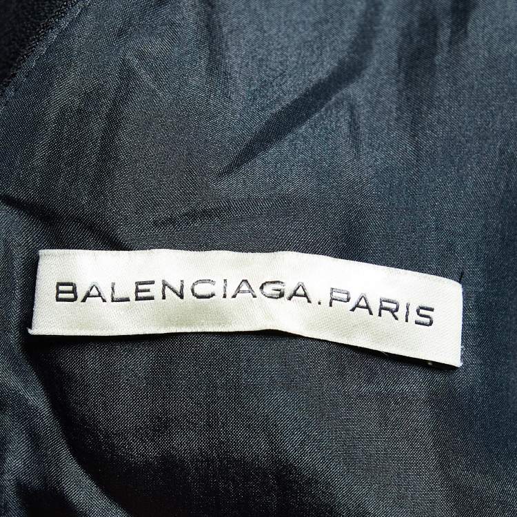 Pre Owned Balenciaga Black Crepe Sleeveless Draped Maxi Dress M
