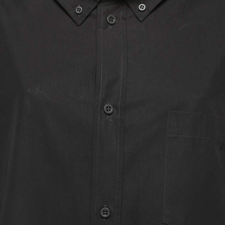 Pre Owned Balenciaga Black Logo Print Cotton Button Down Oversized Shirt XS