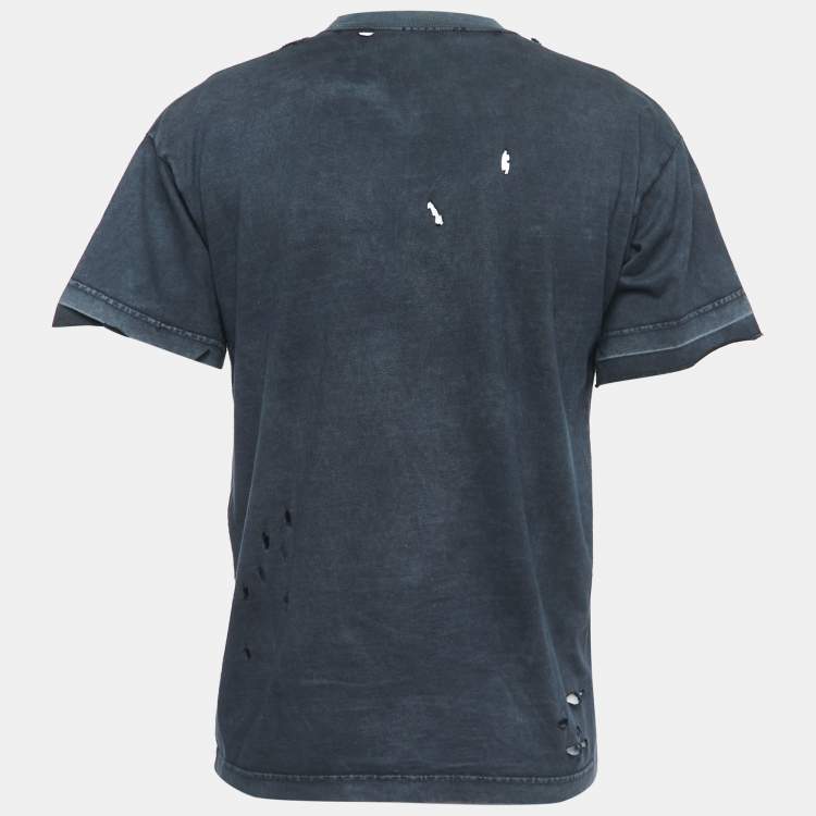 Tシャツ・カットソー BALENCIAGA DARK BLUE COTTON T-SHIRT Balenciaga Navy Blue Logo Embroidered Cotton T-Shirt S