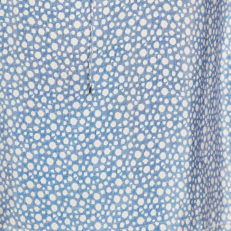 Pre Owned Balenciaga Blue Printed Silk Oversized Mini Dress S