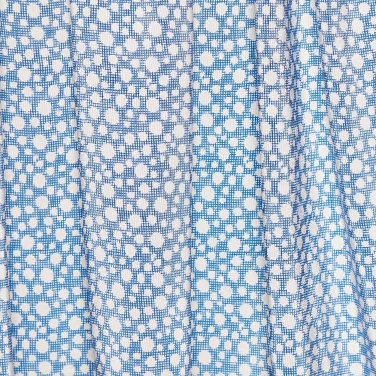 Pre Owned Balenciaga Blue Printed Silk Oversized Mini Dress S