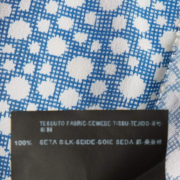 Pre Owned Balenciaga Blue Printed Silk Oversized Mini Dress S