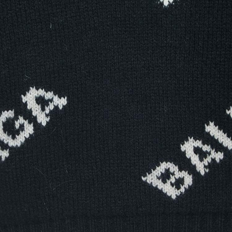 مملوكة مسبقًا Balenciaga Black All-Over Logo Wool-Blend Jumper S