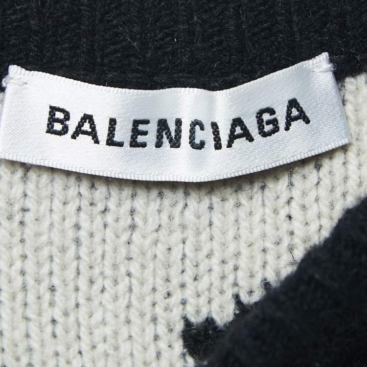 مملوكة مسبقًا Balenciaga Black All-Over Logo Wool-Blend Jumper S