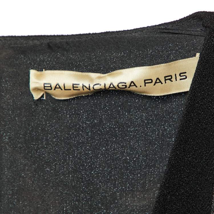 Pre Owned Balenciaga Black Crepe Cape Detail Mini Dress M