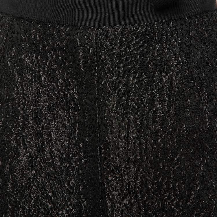 Pre Owned Balenciaga Black Brocade Skirt Top Set M