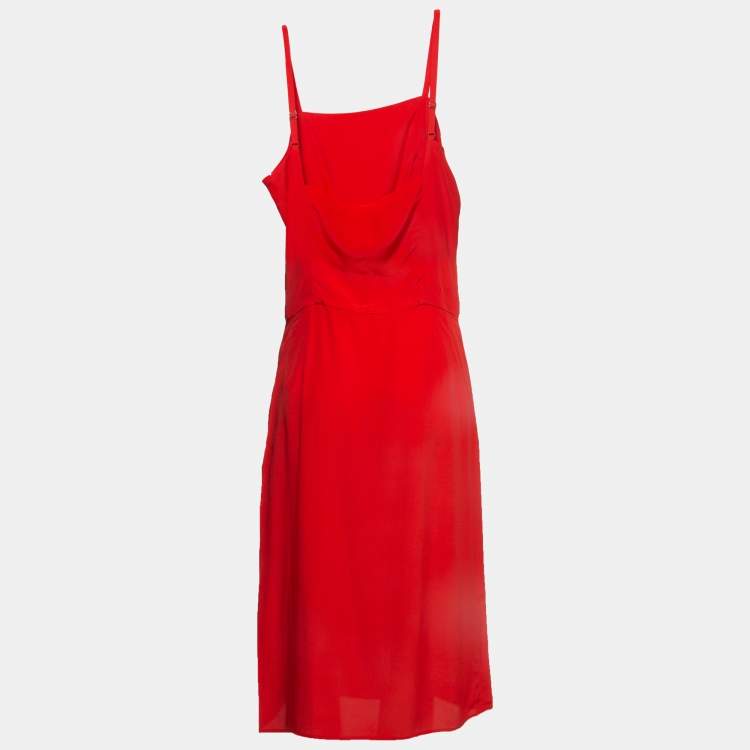 Pre Owned Balenciaga Orange Crepe Strappy Midi Dress M