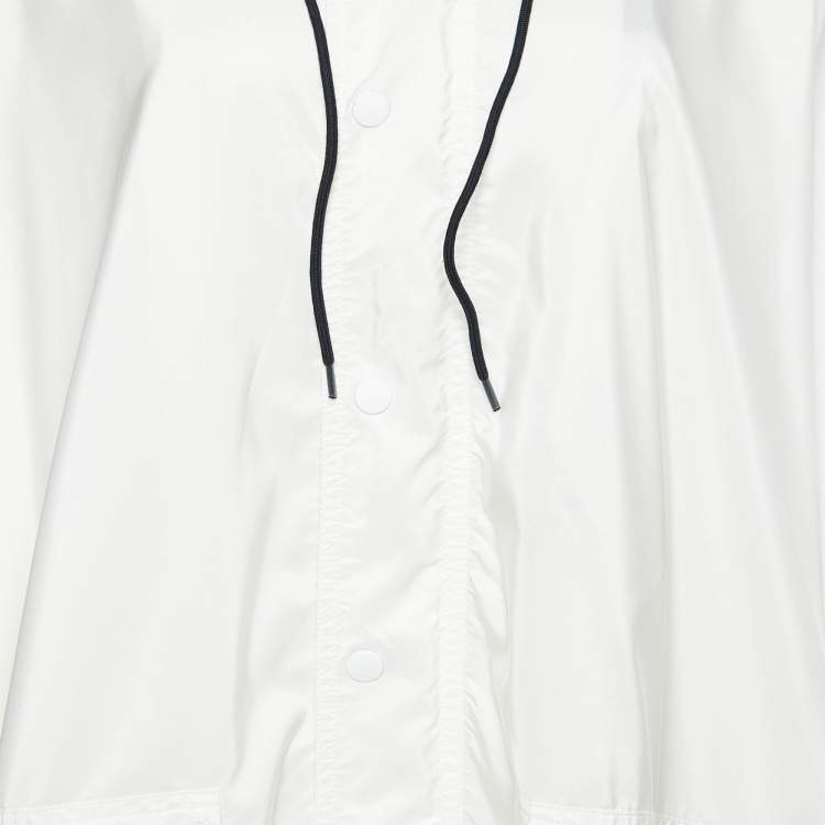 Pre Owned Balenciaga White Logo Printed Synthetic Hooded Detail Parka Coat S