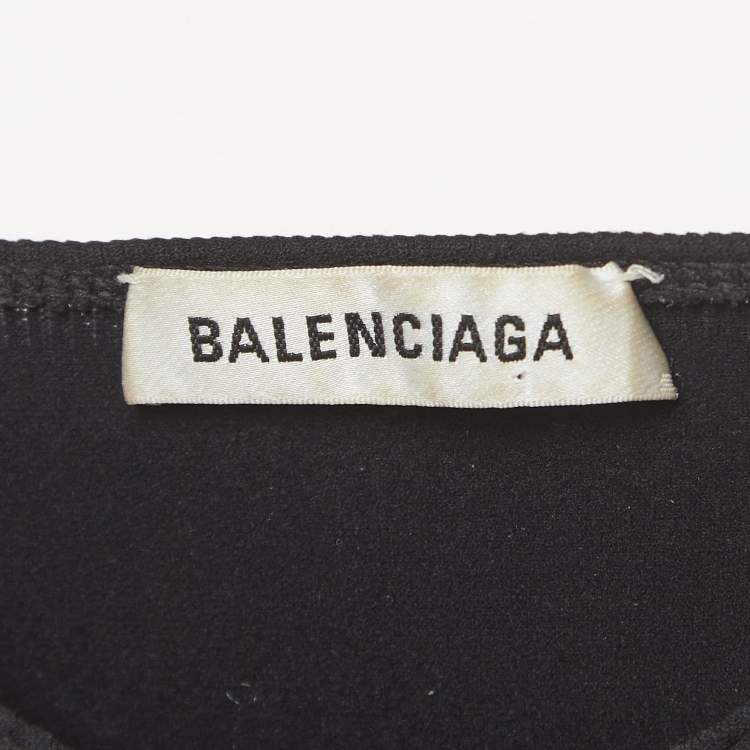 Pre Owned Balenciaga Black Logo Print Jersey Fitted T-Shirt S