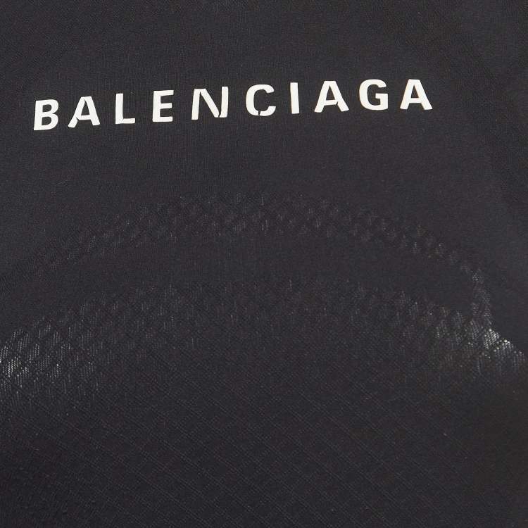 Pre Owned Balenciaga Black Logo Print Jersey Fitted T-Shirt S