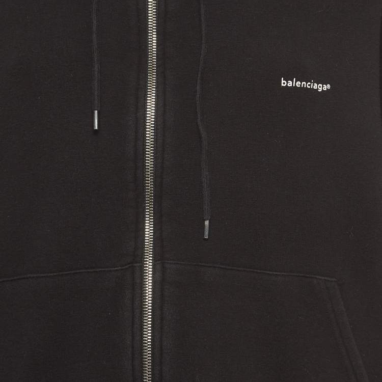 Pre Owned Balenciaga Black Cotton Oversized Zip-Up Hoodie S