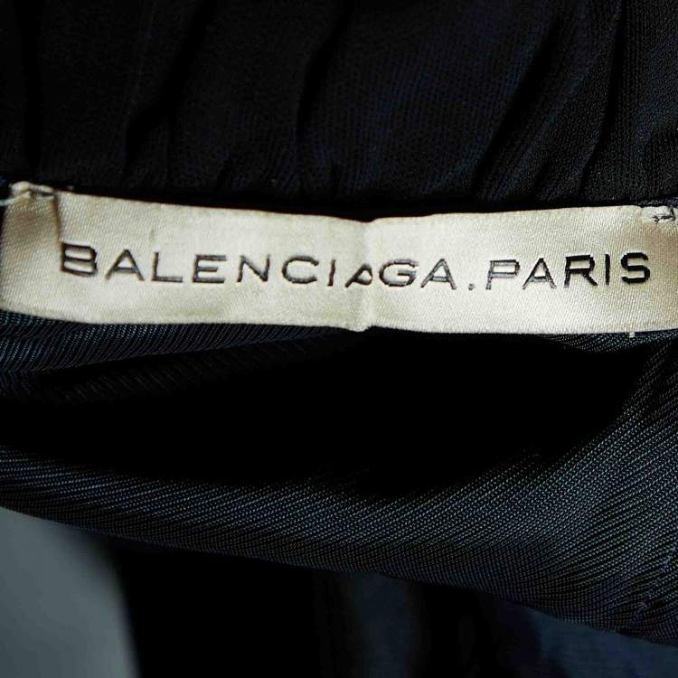 Pre Owned Balenciaga Black Crepe Gathered Mini Dress L