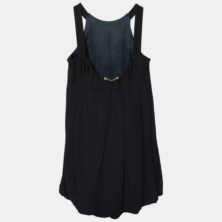 【BALENCIAGA】BALENCIAGA Crepe Mini Dress BLACK Balenciaga Black Crepe Gathered Mini Dress L Balenciaga | TLC