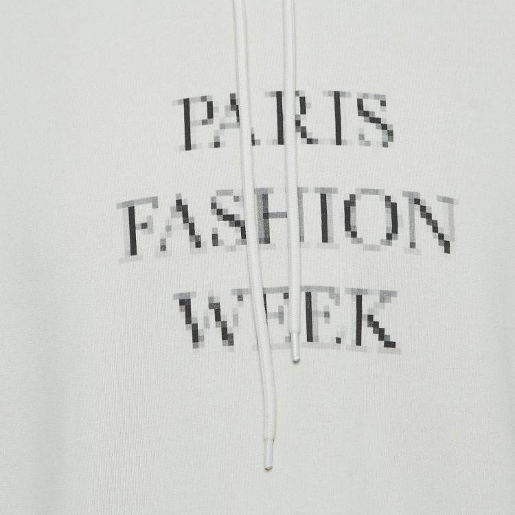 Pre Owned Balenciaga Grey Paris Fashion Week Print Cotton Hooded Sweatshirt XS