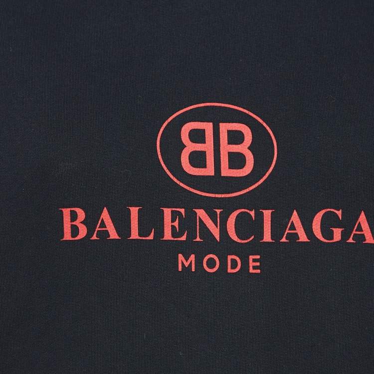 Pre Owned Balenciaga Black BB Mode Print Cotton Hoodie L