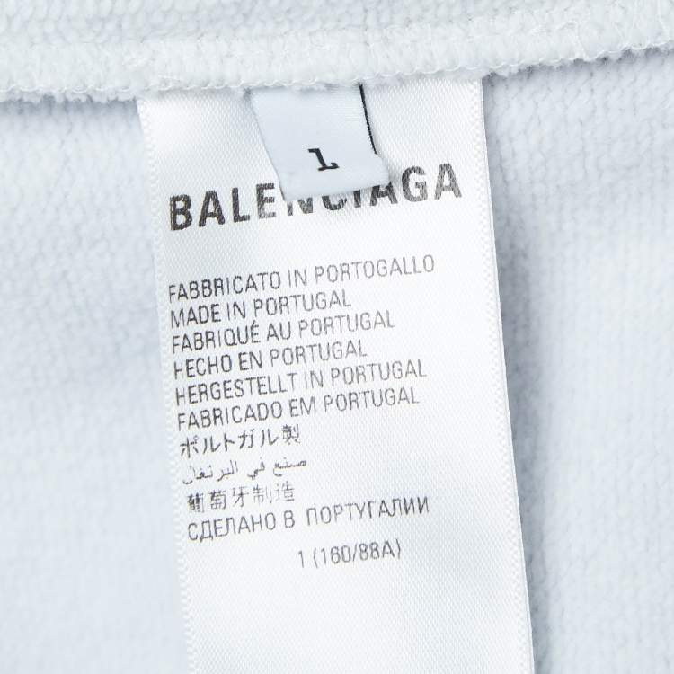 Pre Owned Balenciaga Grey Distressed Cotton Graphic Print Hoodie S