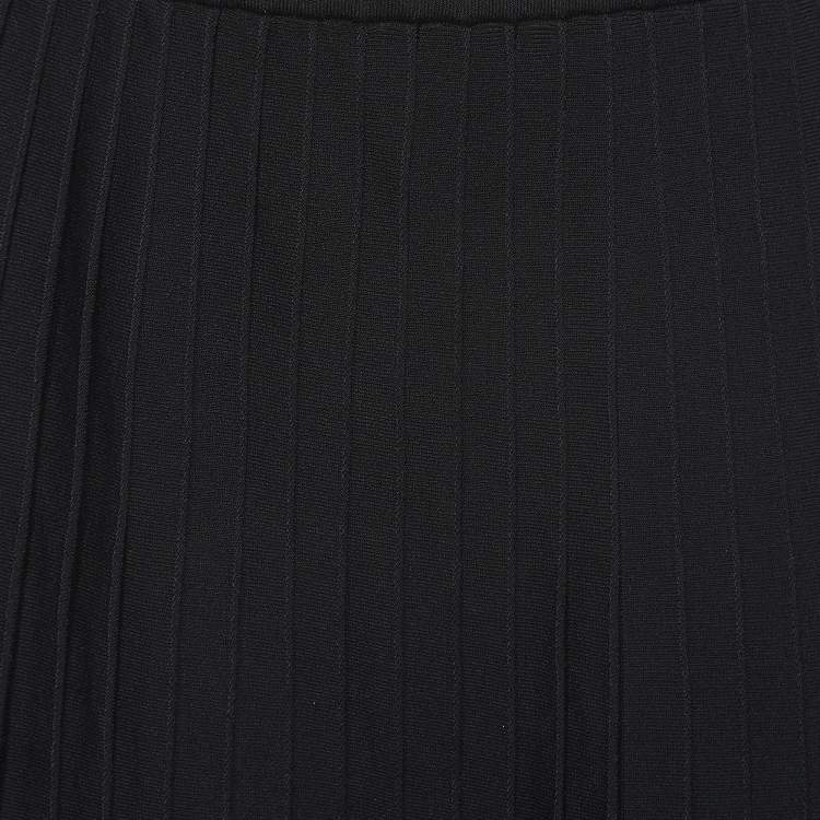 Pre Owned Balenciaga Black Knit Accordion Pleated Midi Skirt L