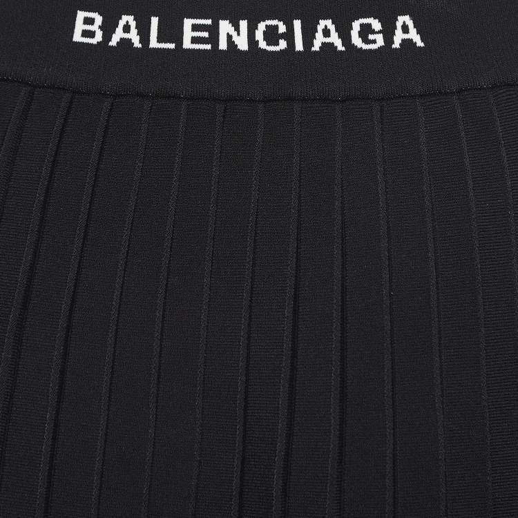 Pre Owned Balenciaga Black Knit Accordion Pleated Midi Skirt L
