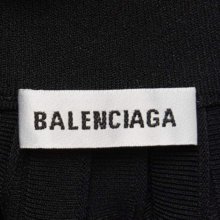 Pre Owned Balenciaga Black Knit Accordion Pleated Midi Skirt L