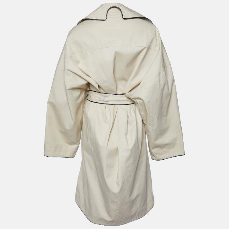 Pre Owned Balenciaga Beige Cotton Belted Cocoon Coat S