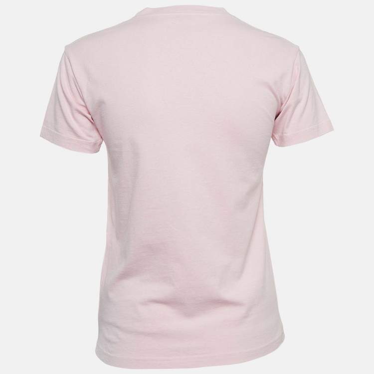 Balenciaga Pink Logo Print Cotton Jersey T-Shirt XS