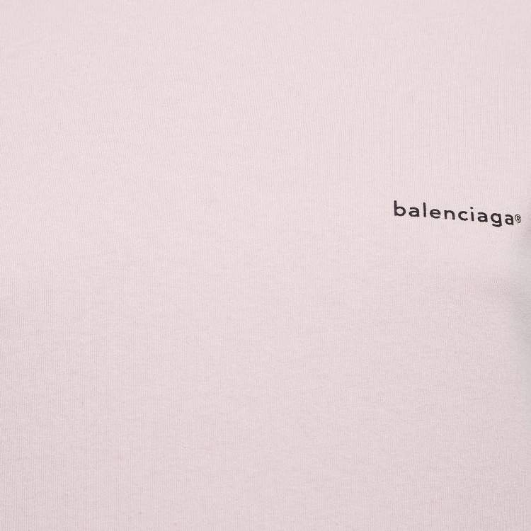 Pre Owned Balenciaga Pink Logo Print Cotton Jersey T-Shirt XS