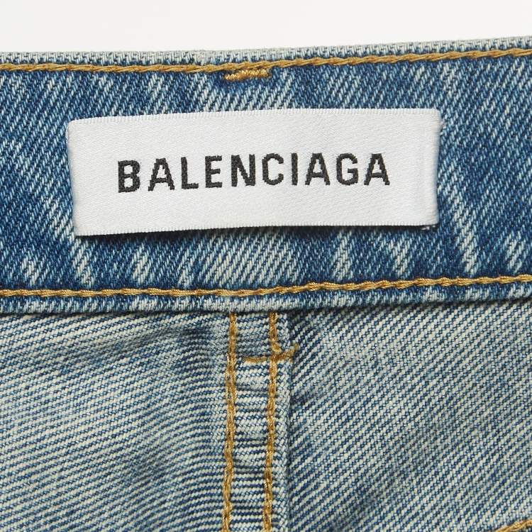 Pre Owned Balenciaga Blue Denim High Rise Jeans M Waist 28''