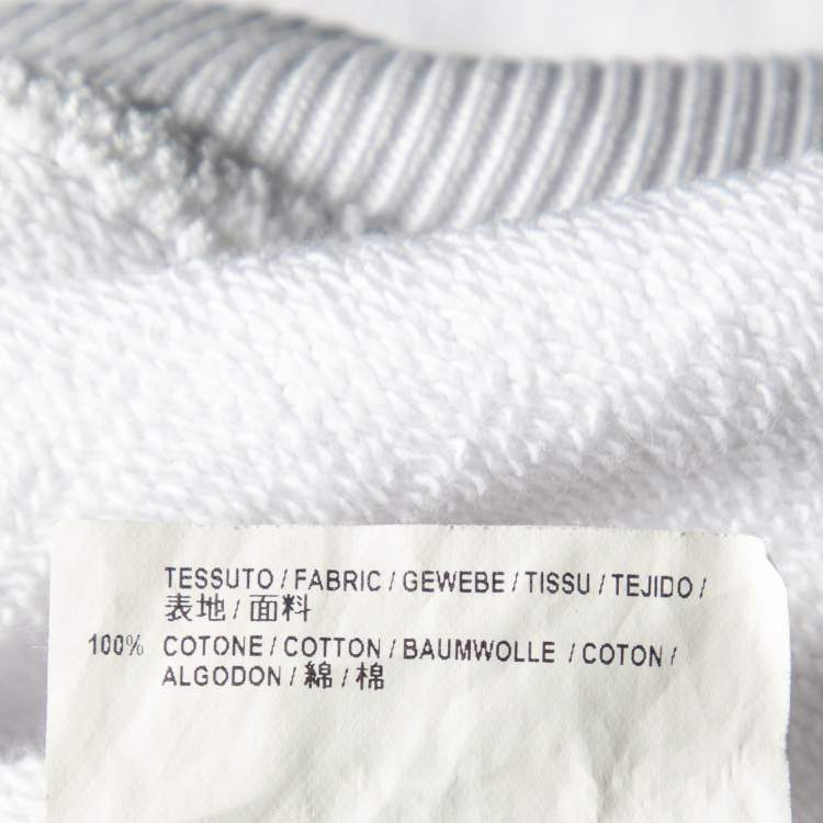 Pre Owned Balenciaga White Logo Print Cotton Hooded Sweatshirt M