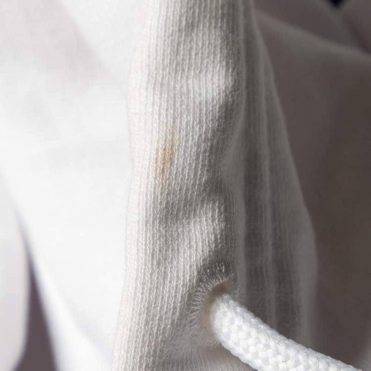 Pre Owned Balenciaga White Logo Print Cotton Hooded Sweatshirt M