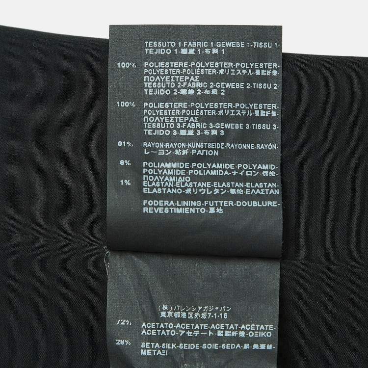 Pre Owned Balenciaga Black Synthetic and Mesh Ruched Sleeve Top M